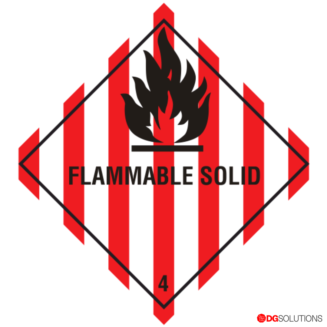 Class 4.1 Flammable Solid Label – 100mm x 100mm, Roll of 500
