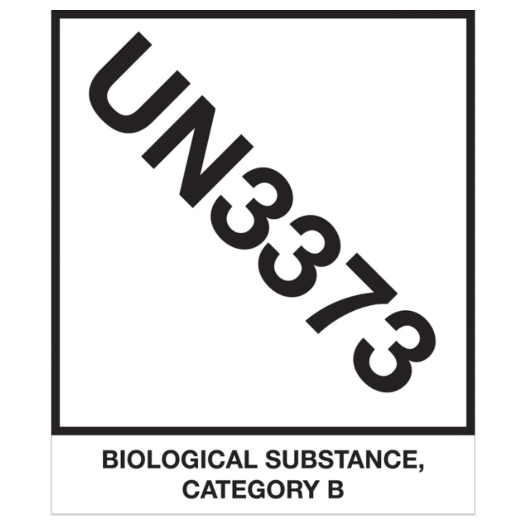 UN3373 label for biological substance category B on a white background